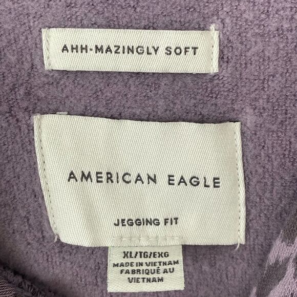 American Eagle Ahh-Mazingly Soft Purple Leopard Print Hoodie Sweater Jegging Fit - Picture 7 of 9